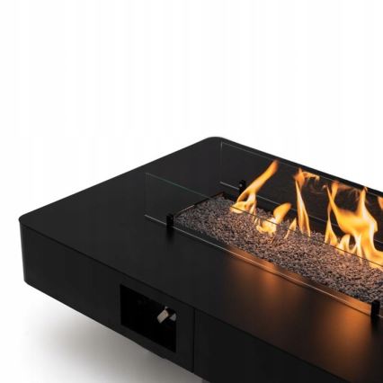Planika - Utomhus gas eldstad 46x106 cm 10kW svart + skyddande hölje