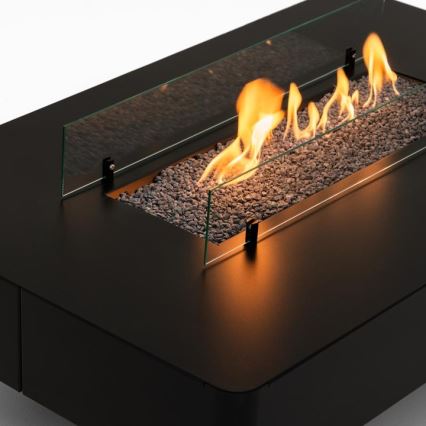Planika - Utomhus gas eldstad 46x106 cm 10kW svart + skyddande hölje