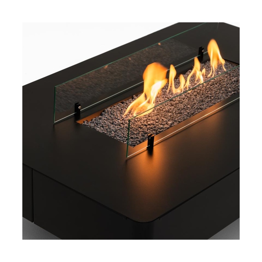 Planika - Utomhus gas eldstad 46x106 cm 10kW svart + skyddande hölje