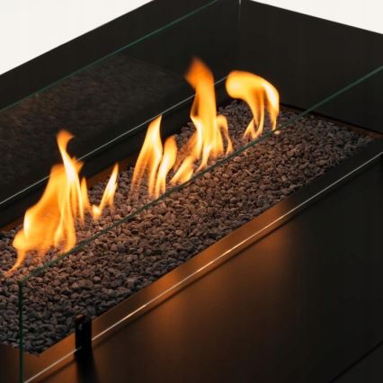 Planika - Utomhus gas eldstad 46x106 cm 10kW svart + skyddande hölje