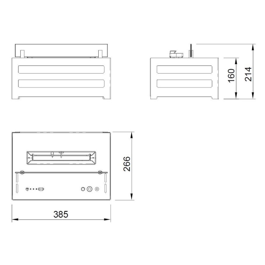 Planika - BIO eldstad med fjärrkontroll 20,8x38,5 cm 2,5kW/230V svart