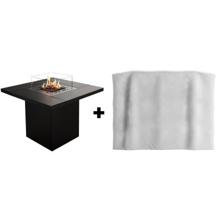 Planika - Utomhus gas eldstad 79,7x90 cm 10kW 1xAAA svart + skyddande hölje