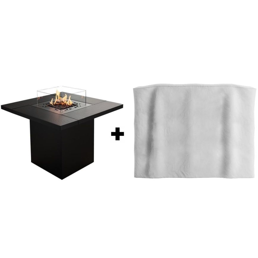 Planika - Utomhus gas eldstad 79,7x90 cm 10kW 1xAAA svart + skyddande hölje