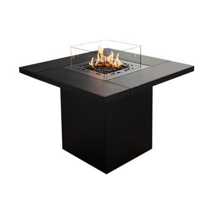 Planika - Utomhus gas eldstad 79,7x90 cm 10kW 1xAAA svart + skyddande hölje