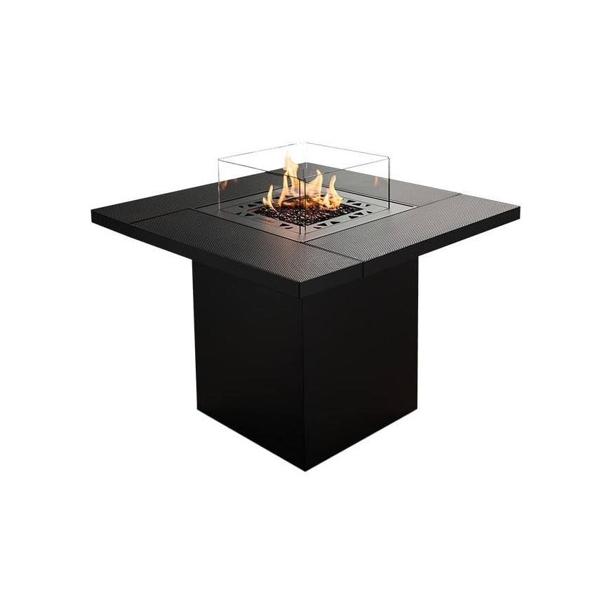 Planika - Utomhus gas eldstad 79,7x90 cm 10kW 1xAAA svart + skyddande hölje