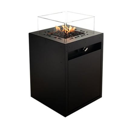 Planika - Utomhus gas eldstad 79,7x48 cm 10kW 1xAAA svart + skyddande hölje