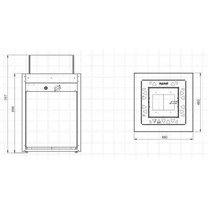 Planika - Utomhus gas eldstad 79,7x48 cm 10kW 1xAAA svart + skyddande hölje