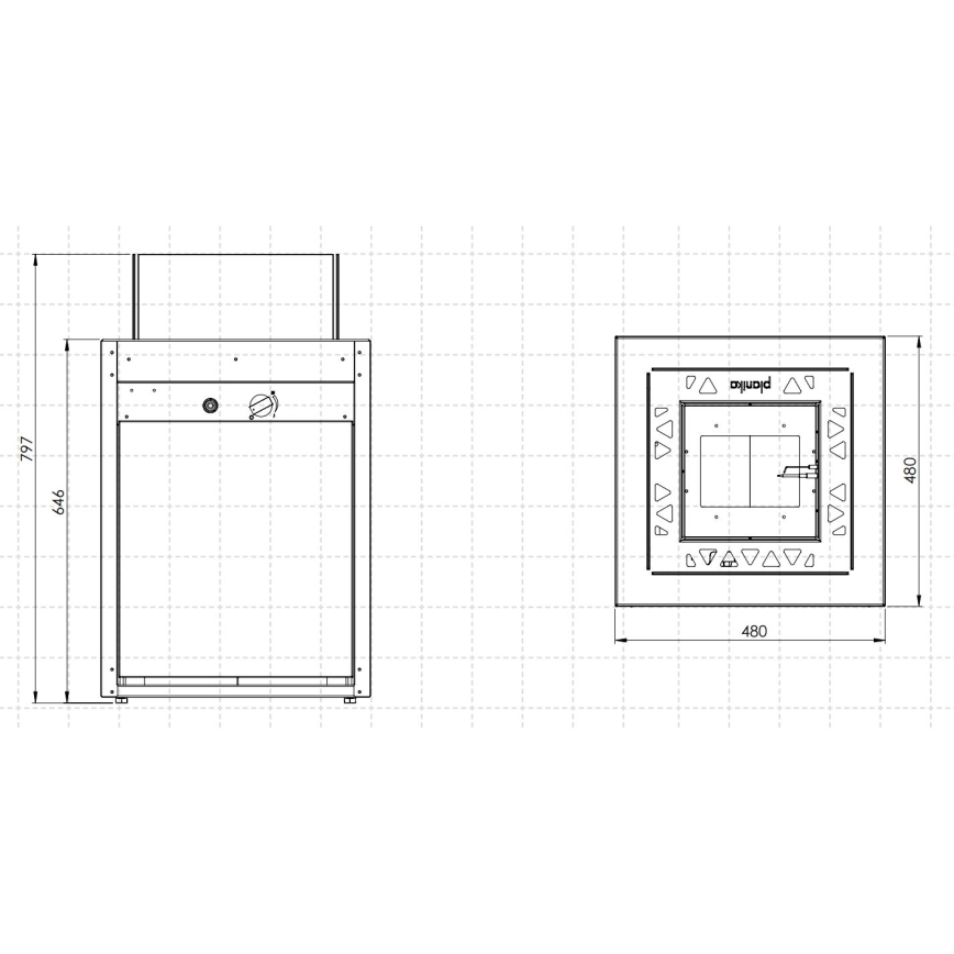 Planika - Utomhus gas eldstad 79,7x48 cm 10kW 1xAAA svart + skyddande hölje