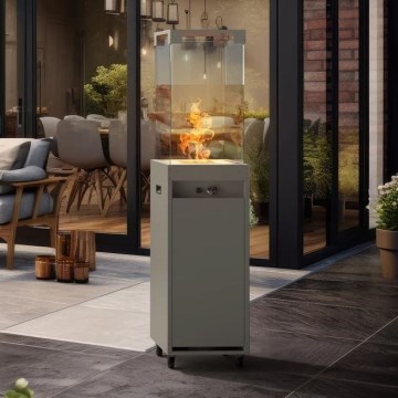 Planika - Utomhus gas eldstad 142x36 cm 8kW grå + skyddande hölje