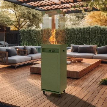 Planika - Utomhus gas eldstad 142x36 cm 8kW grön + skyddande hölje