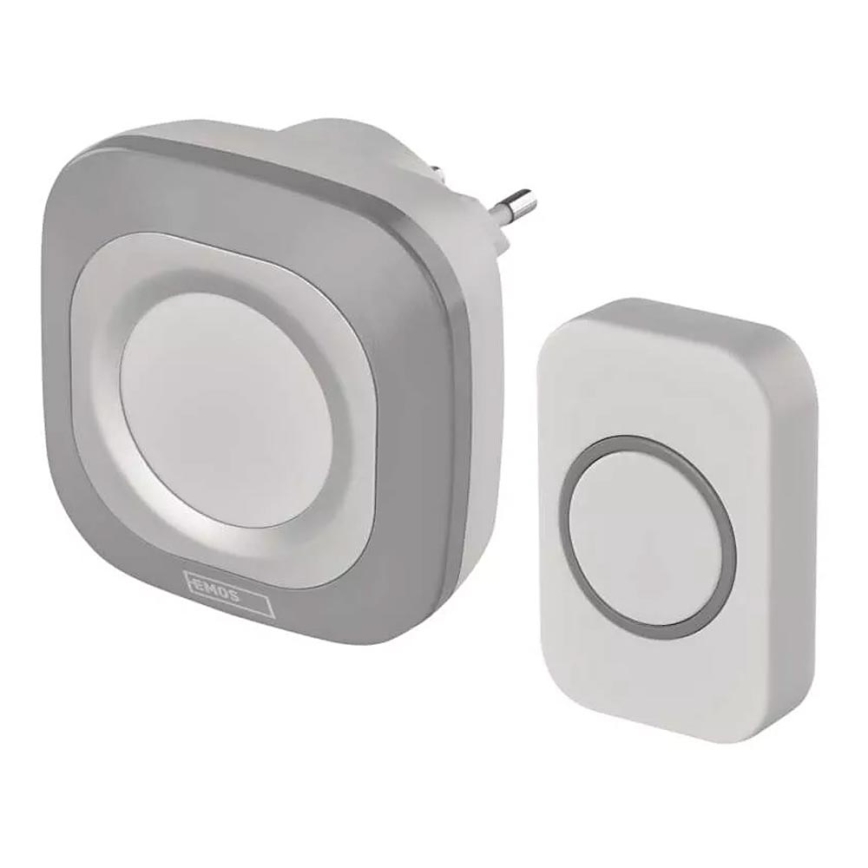 Plugin trådlös dörrklocka 230V + 1xCR2032 IP44 grå
