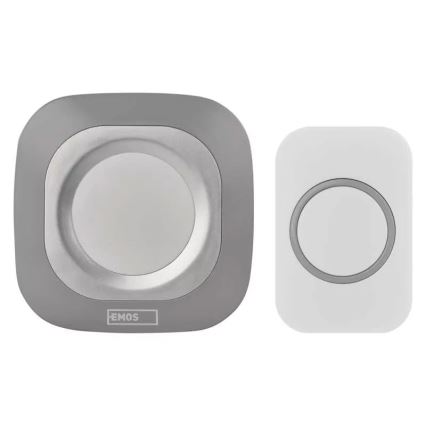 Plugin trådlös dörrklocka 230V + 1xCR2032 IP44 grå