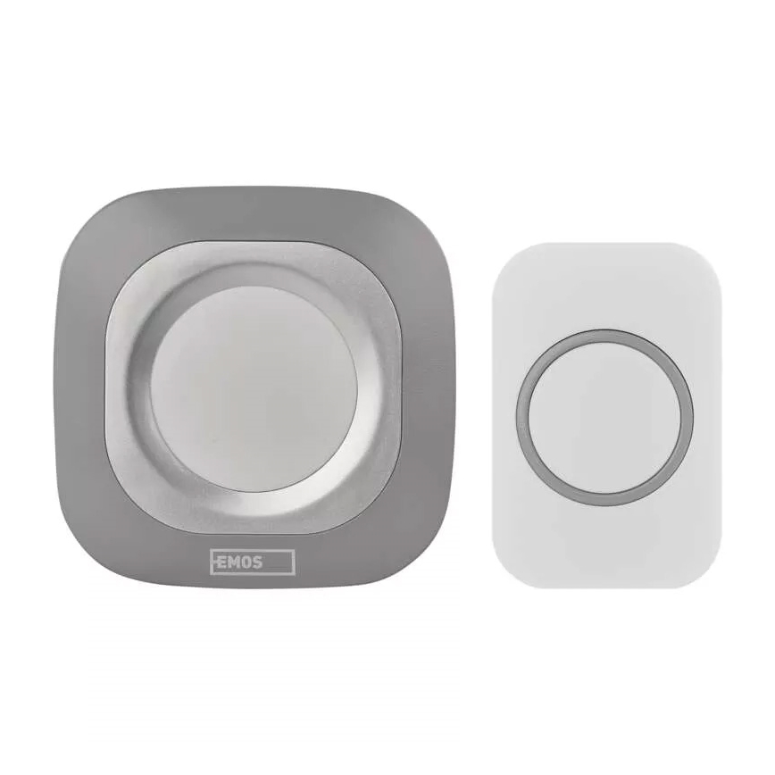 Plugin trådlös dörrklocka 230V + 1xCR2032 IP44 grå