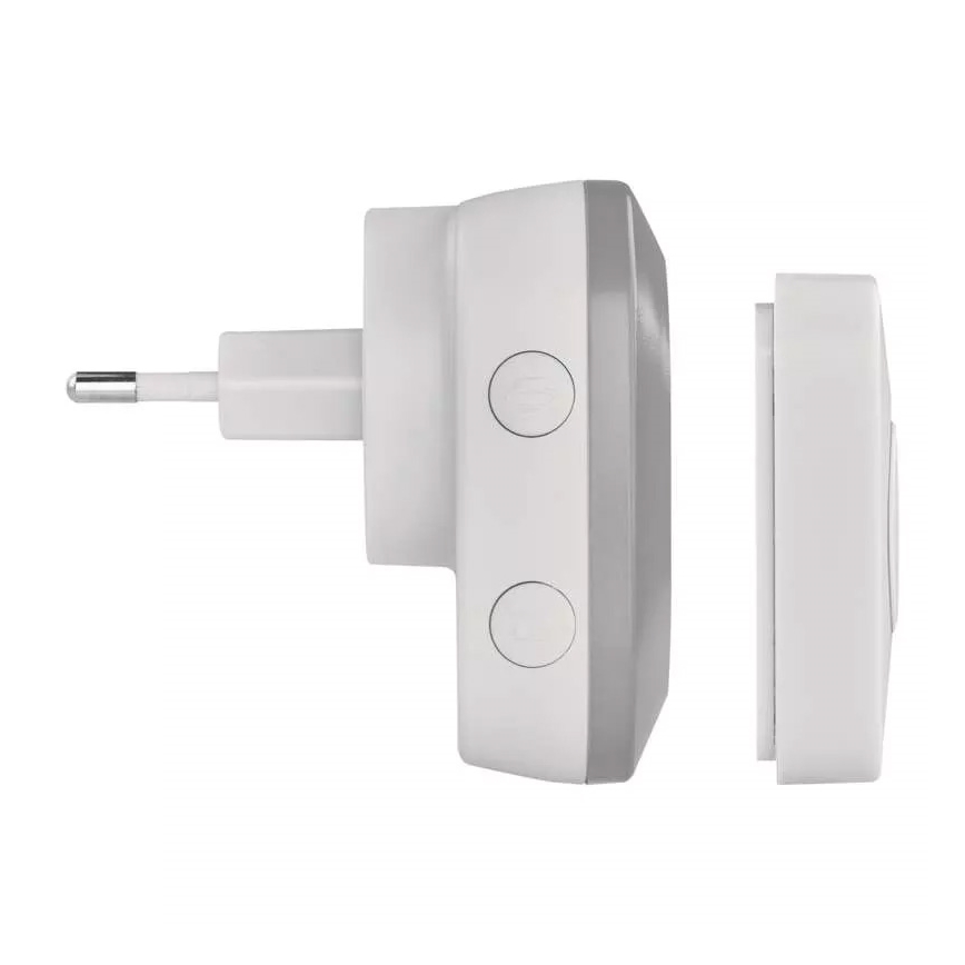 Plugin trådlös dörrklocka 230V + 1xCR2032 IP44 grå
