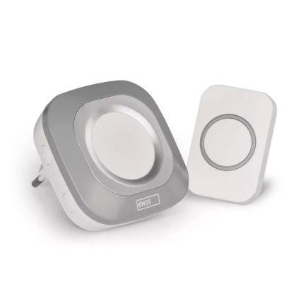 Plugin trådlös dörrklocka 230V + 1xCR2032 IP44 grå