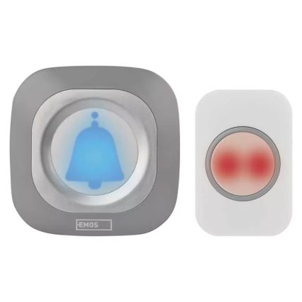 Plugin trådlös dörrklocka 230V + 1xCR2032 IP44 grå