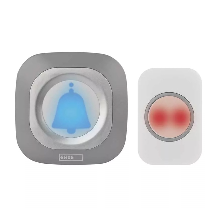 Plugin trådlös dörrklocka 230V + 1xCR2032 IP44 grå