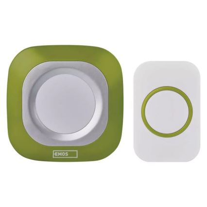Plugin trådlös dörrklocka 230V + 1xCR2032 IP44 grön