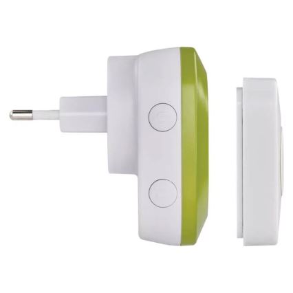Plugin trådlös dörrklocka 230V + 1xCR2032 IP44 grön