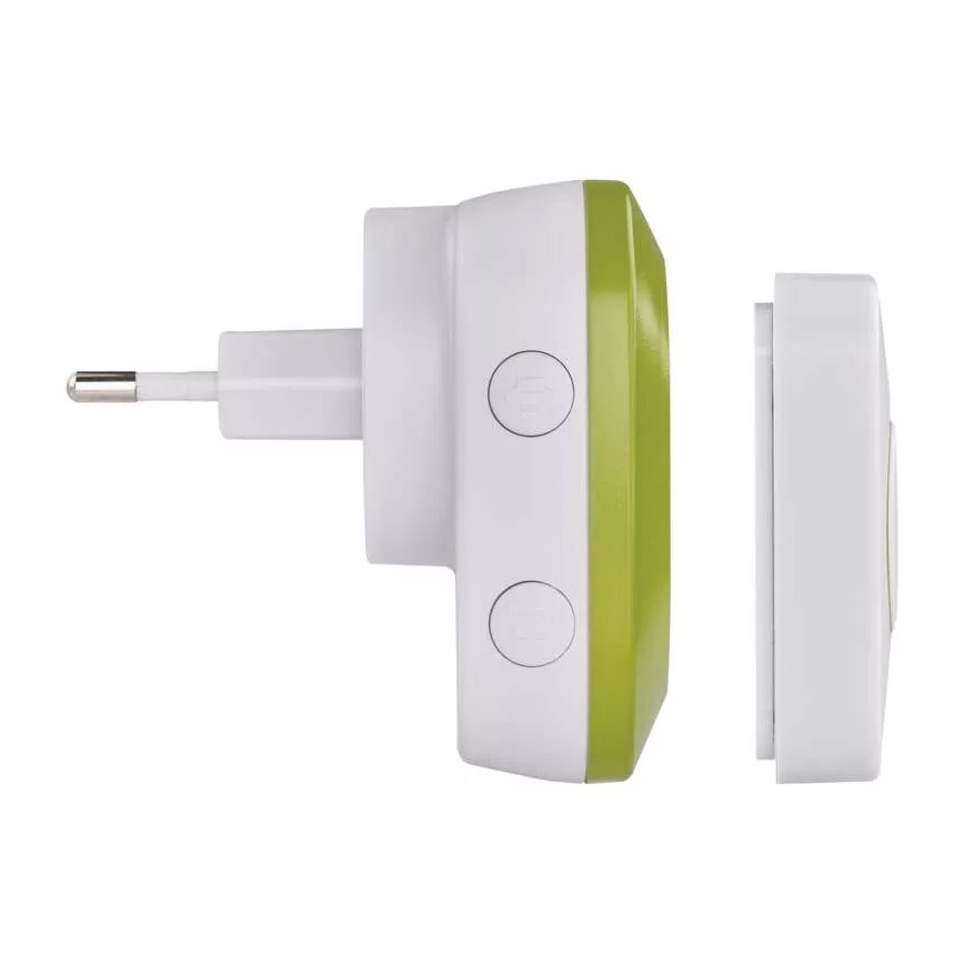Plugin trådlös dörrklocka 230V + 1xCR2032 IP44 grön