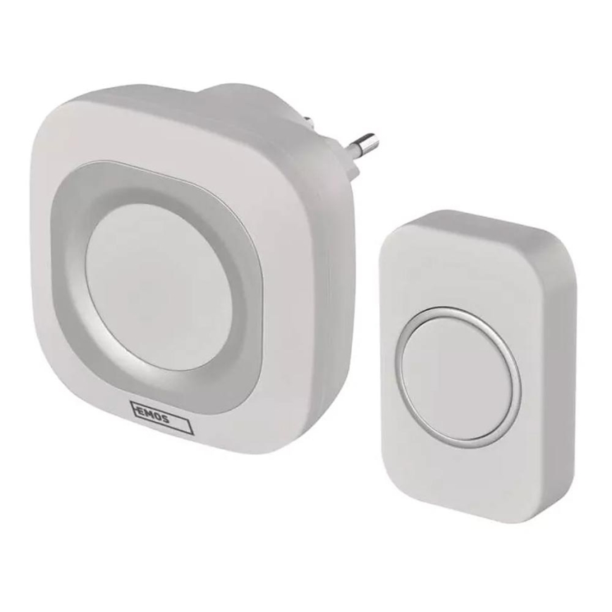 Plugin trådlös dörrklocka 230V + 1xCR2032 IP44 vit