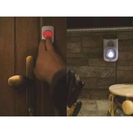 Plugin trådlös dörrklocka 230V + 1xCR2032 IP44 vit