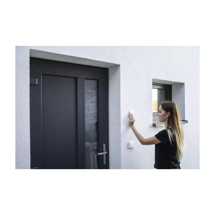 Plugin trådlös dörrklocka 230V + 1xCR2032 IP44 vit
