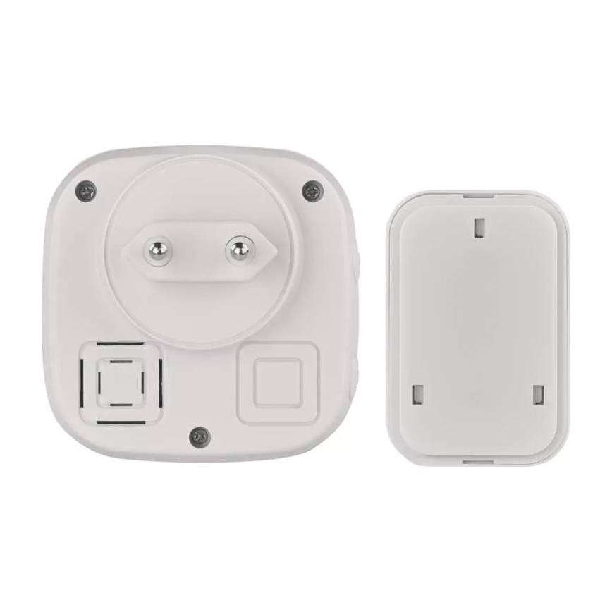 Plugin trådlös dörrklocka 230V + 1xCR2032 IP44 vit