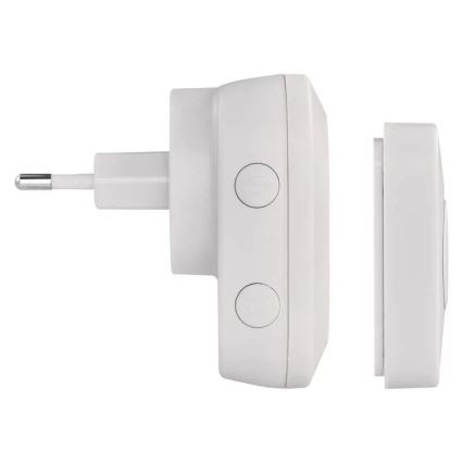 Plugin trådlös dörrklocka 230V + 1xCR2032 IP44 vit