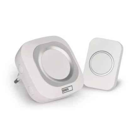 Plugin trådlös dörrklocka 230V + 1xCR2032 IP44 vit