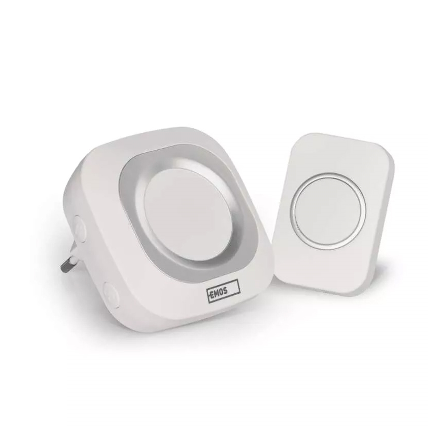 Plugin trådlös dörrklocka 230V + 1xCR2032 IP44 vit