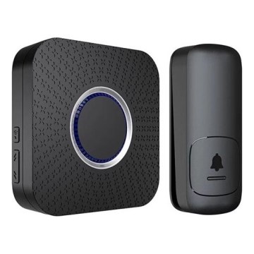 Plugin trådlös dörrklocka kinetisk 230V svart