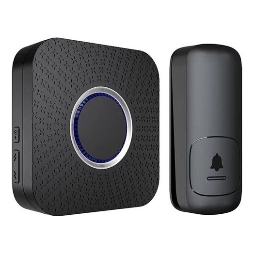 Plugin trådlös dörrklocka kinetisk 230V svart