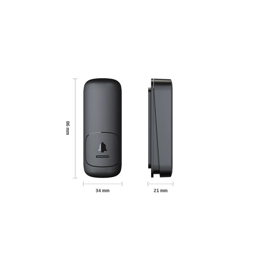 Plugin trådlös dörrklocka kinetisk 230V svart