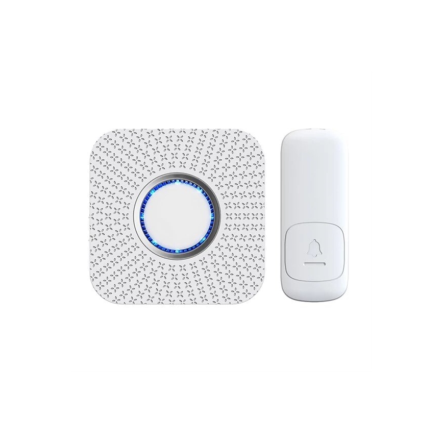 Plugin trådlös dörrklocka kinetisk 230V vit