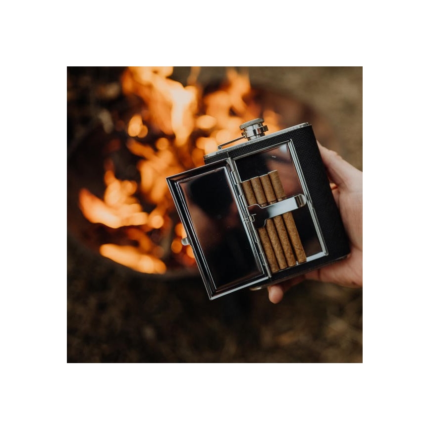 Plunta med cigarrfodral 175 ml svart
