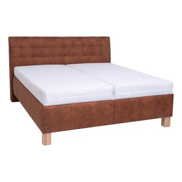 Polstret seng med opbevaringsplads uden madras VIOLET 160x200 cm konjakbrun