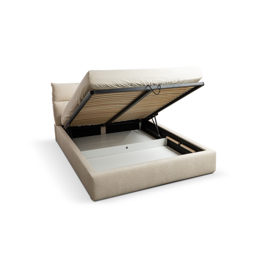 Polstret seng uden madras BASIL 160x200 cm beige