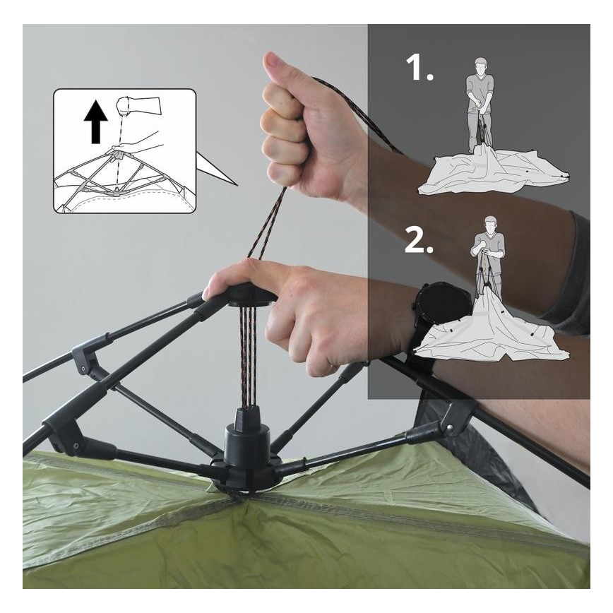 Pop up-tält för 3-4 personer PU 3000 mm grön