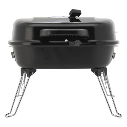Portabel kolgrill med galler svart