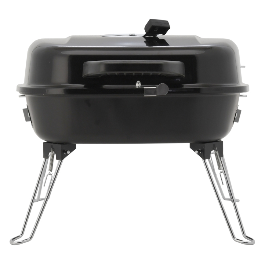 Portabel kolgrill med galler svart