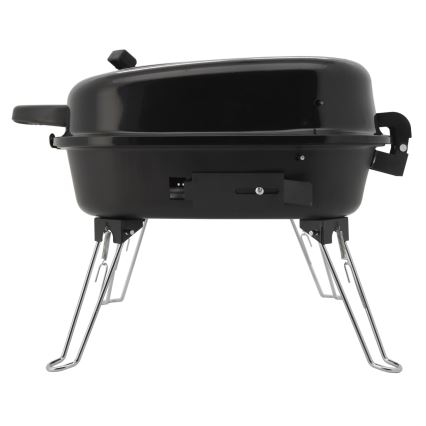 Portabel kolgrill med galler svart