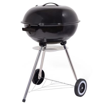 Portabel kolgrill med galler svart