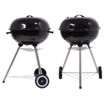 Portabel kolgrill med galler svart