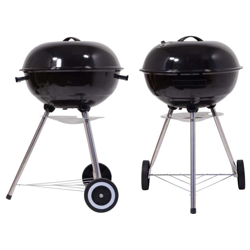 Portabel kolgrill med galler svart