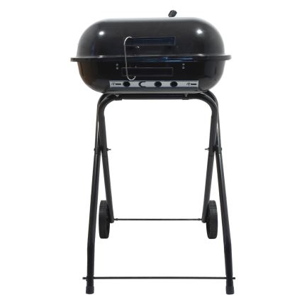 Portabel kolgrill med galler svart