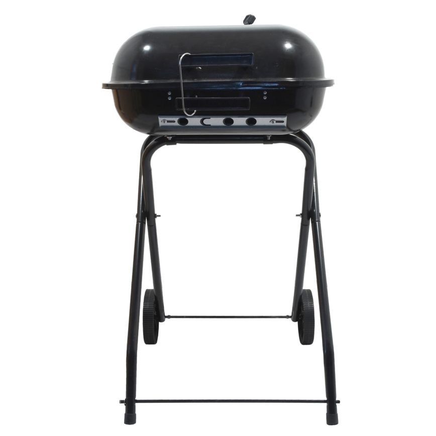 Portabel kolgrill med galler svart