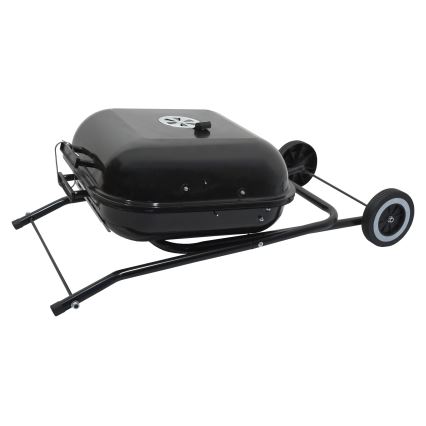 Portabel kolgrill med galler svart