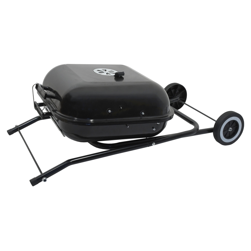 Portabel kolgrill med galler svart