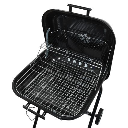 Portabel kolgrill med galler svart